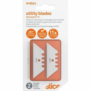 Slice Replacement Ceramic Utility Blades - 2.40" Length - Non-conductive, Non-magnetic, Rust Resistant, Reversible, Non-sparking - Zirconium Oxide - 2 / Pack - White