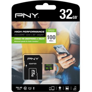 PNY High Performance 32 GB microSDHC - Class 10/UHS-I U1 - 100 MB/s Read - 20 MB/s Write