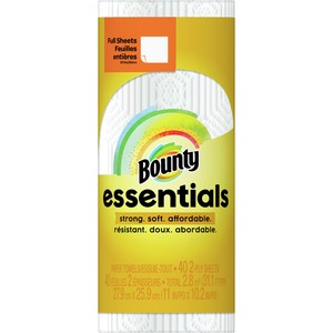 Bounty Essentials Full Sheet Paper Towel Rolls - 2 Ply - 40 Sheets/Roll - White - 30 / Carton
