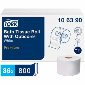 TORK Premium Bath Tissue Roll with OptiCore - 2 Ply - 3.80" x 266.67 ft - 800 Sheets/Roll - 5.60" Roll Diameter - White - Paper - Embossed, Comfortable, Soft - For Office Buil