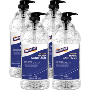 Genuine Joe Hand Sanitizer - Fresh Citrus Scent - 67.6 fl oz (1999.2 mL) - Kill Germs, Bacteria Remover - Hand - Moisturizing - Clear - Hygienic, Fast Acting, Non-drying - 4 /