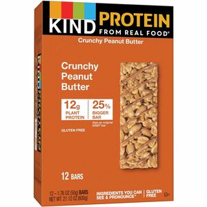 KIND Crunchy Peanut Butter Protein Bars - Trans Fat Free, Low Sodium, Gluten-free, Individually Wrapped - Crunchy Peanut Butter - 1.76 oz - 12 / Box