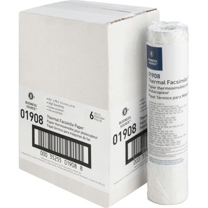 Business Source Thermal Fax Paper Rolls - 8 1/2" x 98 ft - 6 / Carton - White
