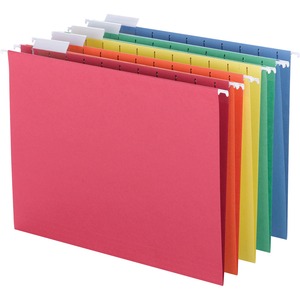Business Source 1/5 Tab Cut Letter Recycled Hanging Folder - 8 1/2" x 11" - Top Tab Location - Blue, Green, Orange, Red, Yellow - 10% Recycled - 25 / Box