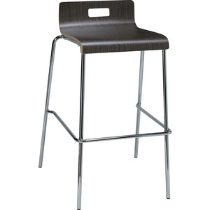 Lorell Bentwood Low Back Cafe Stool - Tubular Steel Frame - Low Back - Four-legged Base - Espresso - Bent Plywood - 2 / Carton