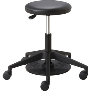 Safco Lab Stool with Foot Pedal - Vinyl Seat - Black, Chrome - 1 Each