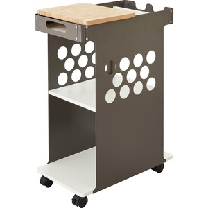 Safco Mini Rolling Storage Cart - 2 Shelf - 4 Casters - Bamboo - 14" Width x 24" Depth x 34" Height - White - 1 Each