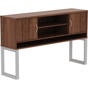 Lorell Walnut Laminate Freestanding Hutch - 59" x 15" x 36" - 3 Shelve(s) - Material: Metal Leg - Finish: Walnut Laminate