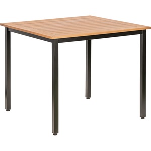Lorell Teak Outdoor Table - Teak Square Top - Black Four Leg Base - 4 Legs - 36.60" Table Top Length x 36.60" Table Top Width - 30.75" Height - Assembly Required