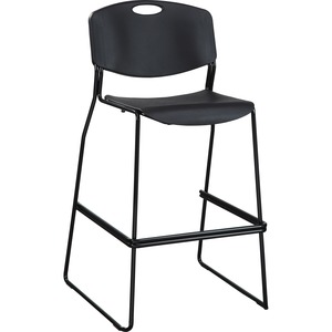 Lorell Heavy-duty Bistro Stack Chairs - Black Seat Color - Plastic Seat Material - Black Back Color - Plastic Back Material - Black Frame Color - Steel Frame Material - 2 / Ca