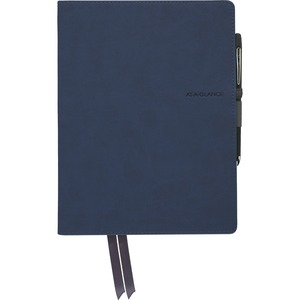 Mead Casebound Premium Notebook - 80 Sheets - 9.90" x 7.6"0.6" - Navy Cover - Index Sheet, Perforated, Pocket - 1 Each