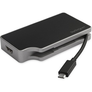StarTech.com USB C Multiport Adapter with HDMI and VGA - 95W PD - Mac / Windows / Chrome - 4K - 1xA - GbE - USB-C Adapter - Hideaway Cable - Turn your laptop into a