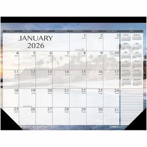 House of Doolittle Monthly Desk Pad Calendar Earthscapes Seascapes 22 x 17 Inches - Julian Dates - Monthly - 12 Month - January 2021 to December 2021 - 1 Month Single Page Lay
