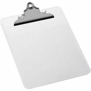 Business Source Spring Clip Plastic Clipboard - 8 1/2" x 11" - Spring Clip - Plastic - Clear - 1 Each