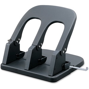 Business Source Adjustable Three-hole Punch - 3 Punch Head(s) - 100 Sheet - 10.2" x 10.4" x 6.2" - Black