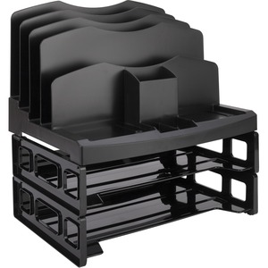 Business Source Smart Sorter Letter Tray/Organizer - 9 Compartment(s) - 14" Height x 13.12" Width x 9.88" Depth - Desktop - Black - 1 Box