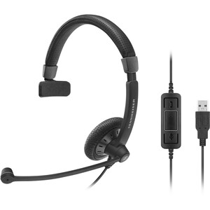 Sennheiser SC 130 USB Wired Over-the-head Mono Headset - Black, White - Supra-aural - 20 Hz to 20 kHz - Noise Cancelling Microphone - USB