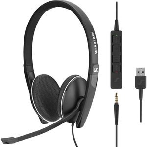 Sennheiser SC 165 USB-C Wired Over-the-head Stereo Headset - Black, White - Supra-aural - 20 Hz to 20 kHz - Noise Cancelling Microphone - USB Type C, Mini-phone