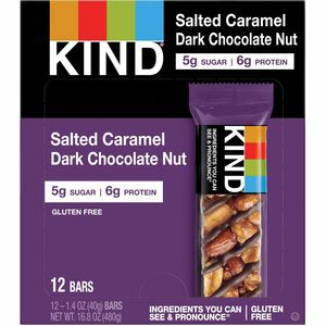 KIND Salted Caramel Dark Chocolate Nut Bars - Gluten-free, Trans Fat Free, Sulfur dioxide-free, Low Sodium, No Artificial Flavor, Low Glycemic - Salted Caramel Dark Chocolate
