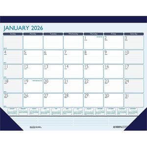 House of Doolittle Contempo Desk Pad - Large - Professional - Julian Dates - Monthly - 12 Month - January 2026 to December 2026 - 1 Month Single Page Layout - Desk Pad - Teal,