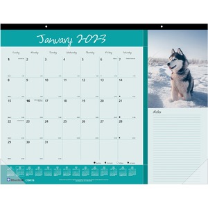 Blueline Man's Best Friend Dogs Desk Pad Calendar - Julian Dates - Monthly - 12 Month - January 2024 to December 2024 - 1 Month Single Page Layout - 22" x 17" Sheet Size - Des