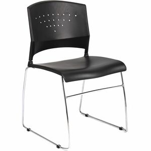 Boss Black Stack Chair With Chrome Frame, 1Pc Pack - Black Seat Color - Polypropylene Seat Material - Black Back Color - Polypropylene Back Material - Chrome Frame Material -