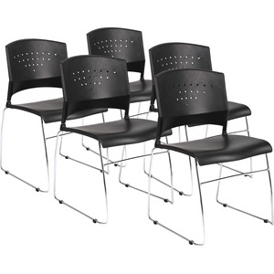 Boss Black Stack Chair With Chrome Frame 5 Pcs Pack - Black Seat Color - Polypropylene Seat Material - Black Back Color - Polypropylene Back Material - Chrome Frame Material -