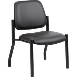 Boss Antimicrobial Armless Guest Chair, 300 lb. Weight Capacity - Black Seat Color - Vinyl Seat Material - Black Back Color - Vinyl Back Material - Black Frame Color - Steel F