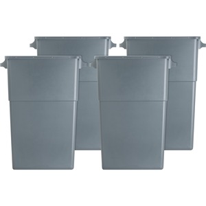 Genuine Joe 23-gallon Space-Saving Waste Container - 23 gal Capacity - Rectangular - Handle - 30" Height x 20" Width x 11" Depth - Gray - 4 / Carton