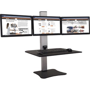Victor High Rise Electric Triple Monitor Standing Desk - 23" to 34" Screen Support - 37.50 lb Load Capacity - 20" Height x 28" Width x 23" Depth - Desktop, Tabletop - High Pre