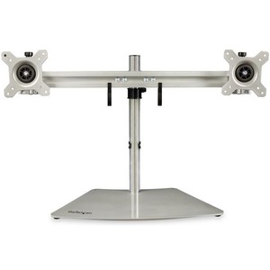 StarTech.com Dual-Monitor Stand - Horizontal - Silver - Up to 24" Screen Support - 35.27 lb Load Capacity - 16.10" Height x 37.40" Width - Desktop, Freestanding - Steel, Alumi