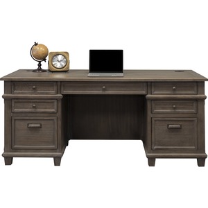 Martin Carson Credenza - 6-Drawer - 6 x Keyboard, Storage, File, Utility Drawer(s) - Material: Solid Lumber, Veneer - Finish: Weathered Dove - 1 Each