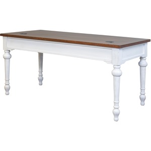 Martin Writing Desk, Drop Front Pencil Drawer, 2 Grommets - 1 x Keyboard, Storage Drawer(s) - Finish: Weathered Wire Brushed Chalk - Rustic Knotty Cherry Table Top - 1 Each