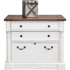 Martin Lateral File - 3-Drawer - 3 x Utility, File Drawer(s) - Finish: Weathered Wire Brushed Chalk - Rustic Knotty Cherry Table Top - 1 Each