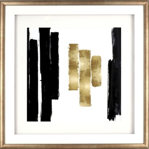 Lorell Blocks I Framed Abstract Artwork - 29.50" x 29.50" Frame Size - Black, Gold - 1 Each