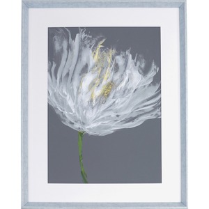 Lorell White Flower I Framed Abstract Art - 27.50" x 35.50" Frame Size - Gray, White - 1 Each