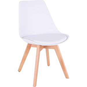 Lorell Curved Modern Shell Guest Chair - Fabric Seat Material - Four-legged Base - White - Plastic - 1 Each