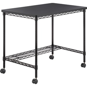 Safco Mobile Wire Desk - Melamine, Black Top - 35.75" Table Top Width x 24" Table Top Depth - 30.75" Height - Assembly Required - Black