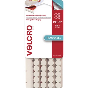 VELCRO® Removable Mounting Tape - 0.63" Dia - 195 / Pack - White