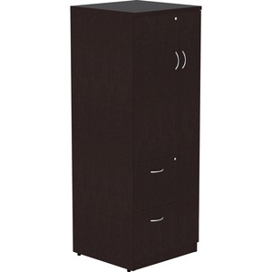 Lorell Essentials Laminate Tall Storage Cabinet - 2-Drawer - 23.6" x 23.6" x 65.6" Cabinet - 2 x File Drawer(s) - 1 Door(s) - 2 Shelve(s) - Material: Laminate, Medium Density