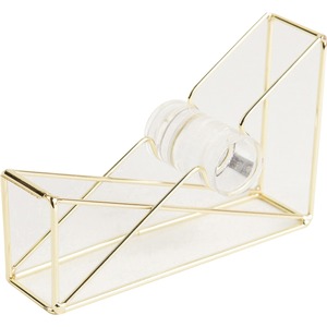 U Brands Vena Tape Dispenser - 1" Core - Refillable - Easy to Use, Sturdy, Lightweight - Metal - Gold - 1 Each