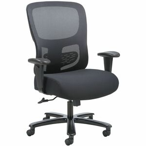 Sadie Big and Tall Task Chair - Black Seat Color - Fabric, Plush Seat Material - Black Back Color - Mesh Back Material - 5-star Base - Black - 1 Each
