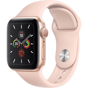 Apple Watch Series 5 Smart Watch - Wrist Wearable - Gold Aluminum Case - Pink Sand Band - Aluminium Case