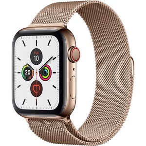 Apple Watch Series 5 Smart Watch - Wrist Wearable - Gold Case - Gold Band - Stainless Steel Case - Cellular Phone Capability - LTE, UMTS