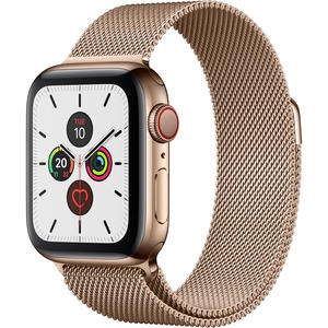 Apple Watch Series 5 Smart Watch - Wrist Wearable - Gold Case - Gold Band - Stainless Steel Case - Cellular Phone Capability - LTE, UMTS