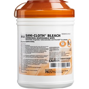 Nice-Pak Sani-Cloth Bleach Wipes - Ready-To-Use Wipe6" Width x 10.50" Length - 75 / Can - 12 / Carton - White