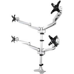 StarTech.com ARMQUADPS Desk Mount for Monitor - Silver - TAA Compliant - Height Adjustable - 4 Display(s) Supported - 27" Screen Support - 99.20 lb Load Capacity - 75 x 75, 10