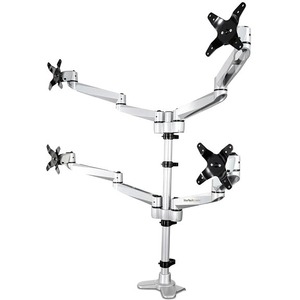 StarTech.com Quad Monitor Mount - Full Motion - Premium 4 Arm Mount - For up to 27inch VESA Monitors - Desk Clamp / Grommet Mount ARMQUADPS - 4 Displays Supported68