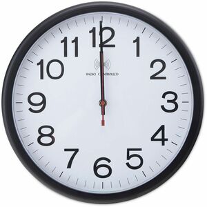 Universal Wall Clock - Analog - Atomic - White Main Dial - Black Case - Plastic