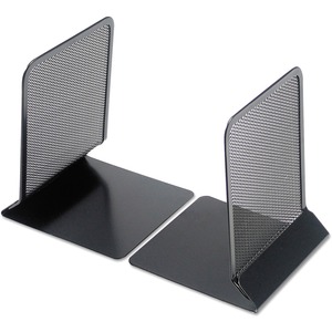 Universal Metal Mesh Bookends, Nonskid Base, 5.38 x 5.38 x 6.75, Black, Pair - 6.75" Height x 5.38" Width x 5.38" Depth - Non-skid Base, Rounded Corner - Black - Metal Mesh, M